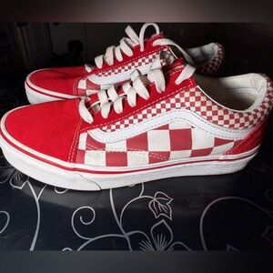 Vans Red and White Checkered Sneakers